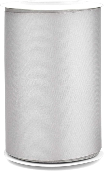 Humphrey's Craft 4 Inch Silver Double Faced Satin Ribbon - 5 Yards Variety of Color for Crafts Gift Wrapping Cutting Ceremony Decoration Sewing Chair Sash Wedding and Dining Tables.
