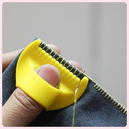 4mm Seam Guide for Hand Sewing Edge Lockranding Tool, Sewing Needle Gauge Measuring Tool, Mini Finger Ruler Kit Ideal for Leather/Fabric/Craft Sew, Yellow 2 Pcs