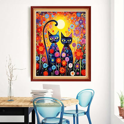Magxvouy Cross Stitch Kits Stamped Full Range of Embroidery Kits,Cross Stitch Patterns Needlework Kits for Beginners 11CT Printed Kits&Magical Cat 16x20 inch
