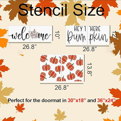 Fall Stencils for Door Mats 27”x14” Fall Doormat Stencils Pumpkin Stencil Templates for Doormat Wood Signs DIY Crafts Decor