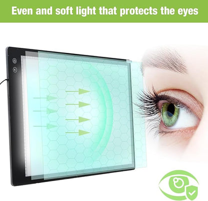 Zocelight Rechargeable A2 Light pad for Diamond Painting,A2 Light Board with 5200mAh Battery,6 Levels Dimming/3 Color temperatures 5500 Lux Super Bright Light Box for Drawing,Sketching,Animation