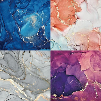 Matte Gold Marble Scrapbook Paper Pad 6x6 – 24 Sheets, Vintage Single-Sided Watercolor Cardstock – No Shine – DIY Backgrounds for Journaling, Cardmaking, Crafts & Scrapbooking
