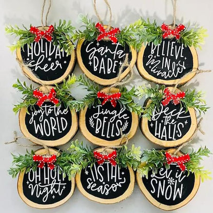 Christmas Stencils for Painting on Wood Slice,3" Small Christmas Stencils for Crafts Reuable Xmas Holiday Stencil for Tiered Tray Wood Sign Decor