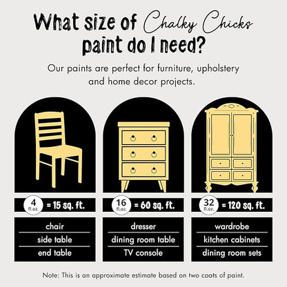Chalky Chicks All-in-One Chalk Paint for Furniture or Cabinet - 32 Fl Oz - Matte Finish Tuscany (Yellow) for Metal, Wood Furniture Paint - No Sanding All-in-One for Home Decor & Crafts, USA Made