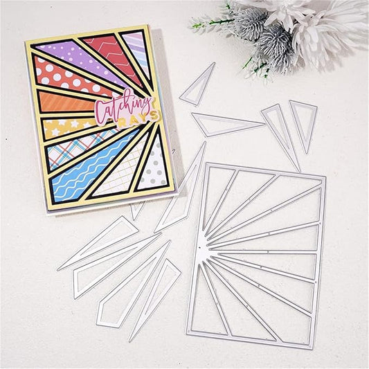 Cutting Dies Metal Stencils Scrapbooking Tools Flowers Lace Frame DIY Embossing Template for Paper Card Making Album Arts Crafts Supplies (Sun Frame-14x10cm)