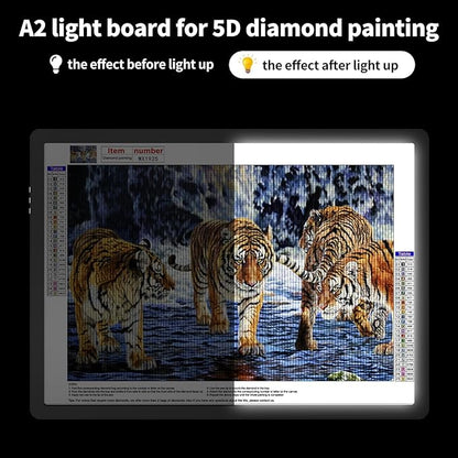 TOHETO A2 Light Pad 25.2''x18.4'', Large Magnetic LED Light Board for Diamond Painting, 3-Color Modes Light Box for Tracing, 6-Level & Stepless Dimmerable Diamond Art Light Table for Drawing,Sketching