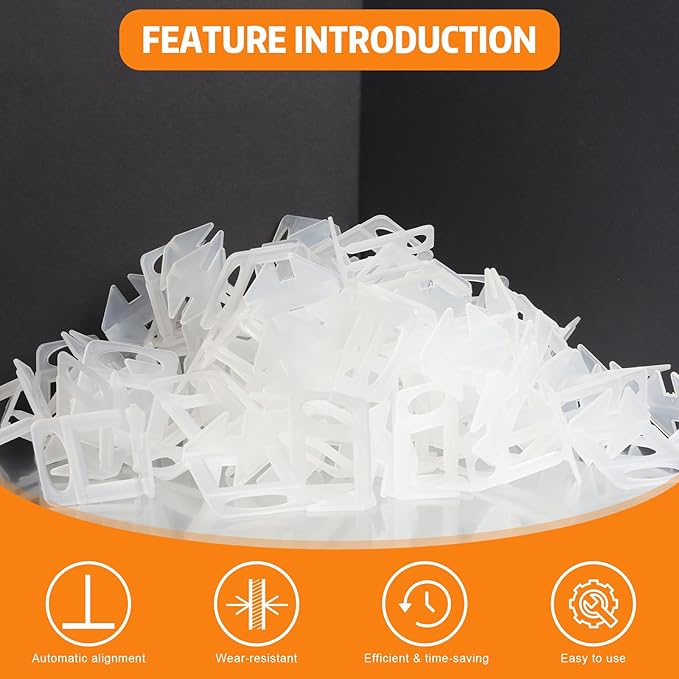 DGSL Tile Leveling System, 2000-Piece 1/16" Tile Spacers Clips Tile Tools, Tile Installation Tools for Professional Ceramic Tile and Stone Installation