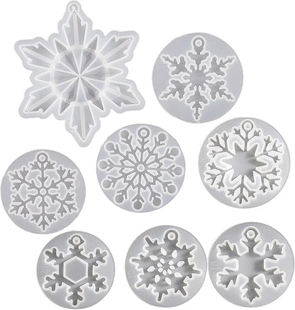 8 Pack Pendant Molds Snowflake Resin Mold - Resin Casting Silicone Molds for Home Decor & Candle Making Wave Spiral Mold