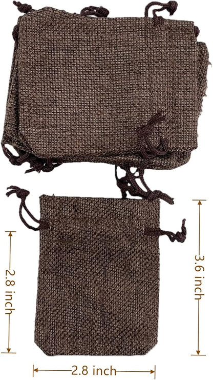 Palmhomee Pack of 25 Burlap Gift Bags with Drawstring Linen Jewelry Pouches Wedding Hessian Jute Bags for Birthday and Treat Pouches Party Wedding Favors Gift (2.8x3.6 Inch, Coffee)