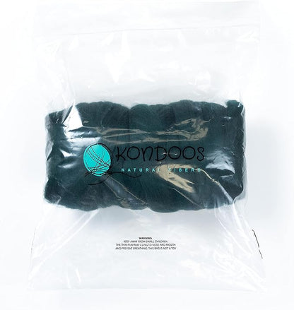 Kondoos Colored Natural Wool roving, 1 lb. Best Wool for Needle Felting, Wet Felting, handcrafts and Spinning. (English Green, 1 lb)