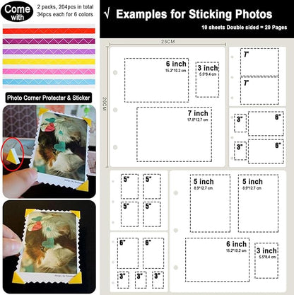 10 Sheets Double Sided Scrapbooking Refill Pages, 9.84x10.24" No Acid Thick Additional Craft Paper Cardboard for ALL ADVcer 10x10 inch Three-Ring Loose-Leaf Binder Photo Album Scrapbook (White)