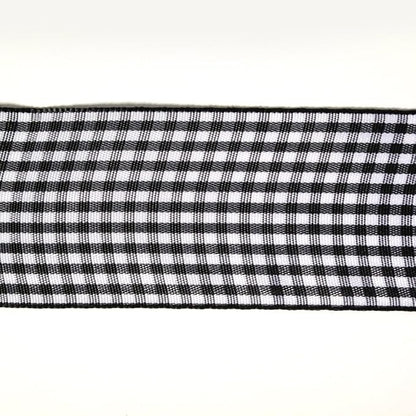 1.5 Inch Black and White Woven Edge Gingham Ribbon 25 Yards Each Roll 100% Polyester (1-1/2", Black)