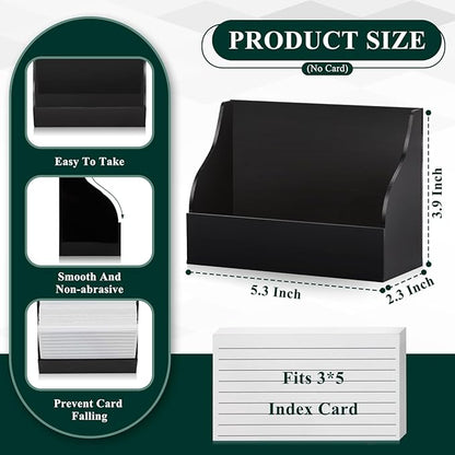 2 Pack Black Index Card Holder 3 X 5 Note Card Organizer Acrylic Index Card Box Flash Card Storage Box Postcard Display Stand Business Card Holder Desktop for Business Office(No Card)
