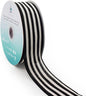 CT CRAFT LLC Striped Canvas Cotton Ribbon 2.5" x 50 Yards Ivory/Black Stripes for Thanksgiving Christmas Home Décor Gift Wrapping Outdoor Tree Topper Bow Wreath