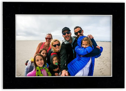 8x10 Mat Bevel Cut for 5x8 Photos - Acid Free Black Suede Precut Matboard with Backing Board and Crystal Clear, Self Seal Photo Mat Bag - for Pictures, Photos, Framing - 4-ply Thickness