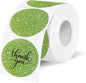 1.5" Holographic Direct Thermal Label Stickers, Round Printable Rainbow Glitter Thermal Printer Sticker Labels for Gift Wrapping, Self-Adhesive DIY Custom Logo Design- Glitter Green
