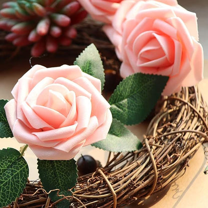 AmyHomie Artificial Flower 50pcs Real Looking Fake Roses w/Stem for DIY Wedding Bouquets Centerpieces Arrangements Party Baby Shower Home Decorations