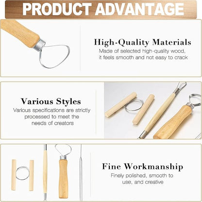 LINPHCEY 8Pcs Clay Sculpting Tools Set Perfect for Polymer Air Dry Modeling Clay Beginners & Professionals Ideal for DIY Pottery & Ceramics Tools for Clay Sculpey Sculpting & Crafting