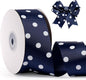 Polka Dot Grosgrain Ribbon 1.5 Inch, 25 Yards Spool Navy Blue and White Dot Craft Ribbon for Christmas Gift Wrapping DIY Crafts Hair Bows Wedding Party Decor Sewing and Home Decoration