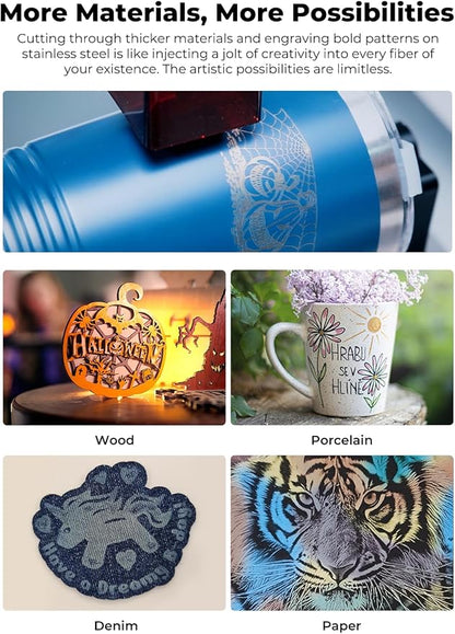 Creality 10W Laser Engraver, Falcon Pro with 3-in-1 Laser for Wood Engraving, 72W Efficient Laser Engraving Machine Fit, for Wood, Metal, Paper, Acrylic, Leather, Glass Tumbler Ring, 17" x 16"