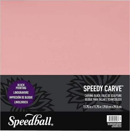 Speedball 11-3/4 in. x 11-3/4 in. Speedy-Carve Linocut Block - Premium Pink Rubber Linoleum Carving Blocks for Printmaking, Printing, and Stamp Making
