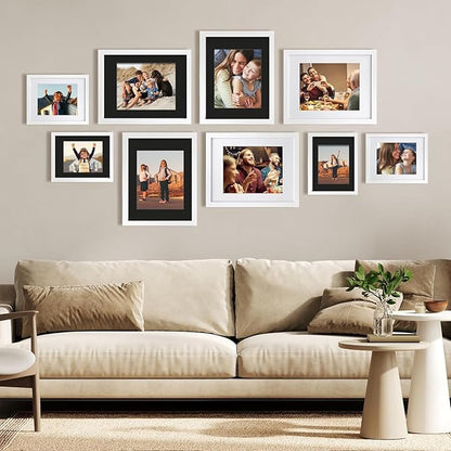 Egofine 8x10 Black Picture Mats Pack of 11, Frame Mattes for 5x7 Pictures, Acid Free, 1.2mm Thickness, with Core Bevel Cut