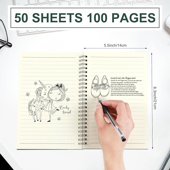 Yahenda 72 Pcs Spiral Notebook Bulk A5 Journal Lined 8.3'' x 5.5'' Writing Composition Paper Small Notepad Subject Notebook for Students Office Business Back to School Supplies (Deep Green)