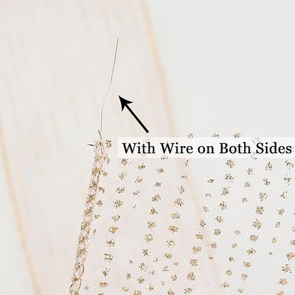 MEEDEE Rose Gold Sheer Glitter Wired Ribbon 2.5 Inch Horizontal Stripes Polka Dot Christmas Ribbon Organza Sheer Glitter 25 Yards for Christmas Tree, Wreath, Bow Making
