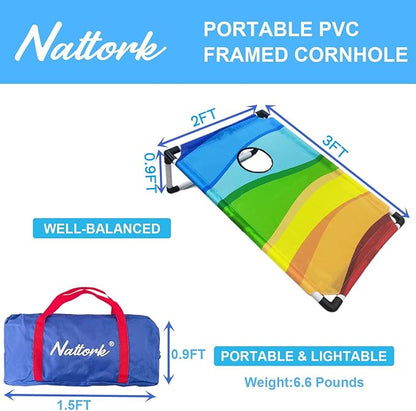 Portable Cornhole Set with 2 Collapsible Cornhole Boards, 8 Cornhole Bean Bags and Carrying Case for Yard Toss Game, Indoor Outdoor Camping Games for Adults Family (3 x 2-feet)