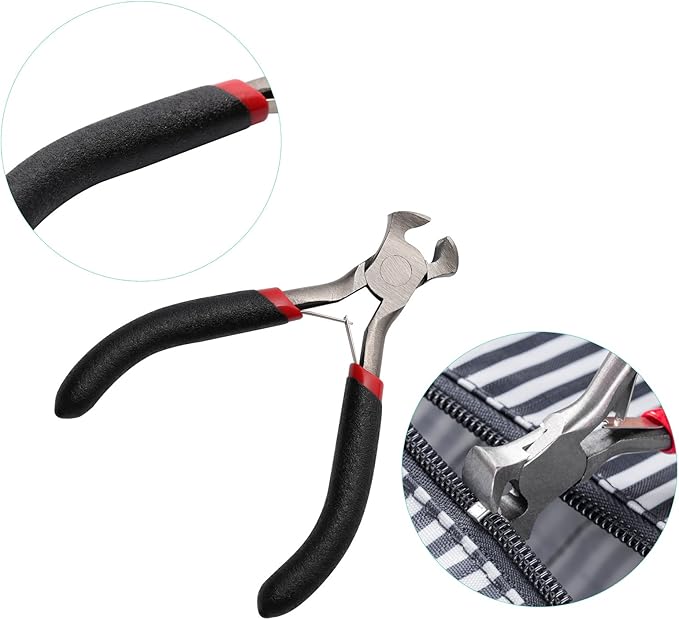Maosifang 205-Piece Zipper Repair Kit with Zipper Install Pliers, Pull Tabs for Clothing, Bags, Jackets, Luggage, Backpacks, Purses - Black and Silver