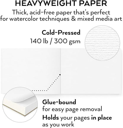 9"x12" Watercolor Sketchbook, 32 Sheets Watercolor Notebook, 140 lb / 300 GSM Watercolor Paper Sketchbook, Pack of 1, Cold Press, Watercolor Paper Pad, Water Color Paper for Artists & Professionals.