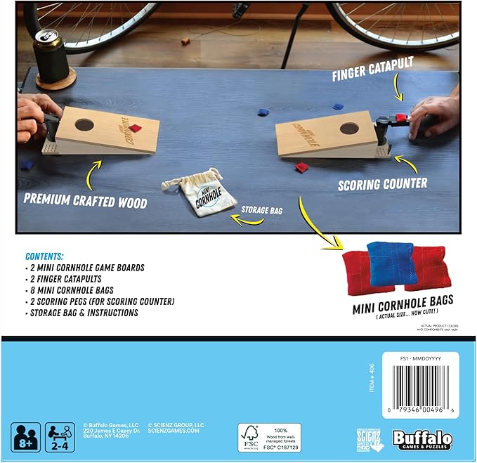 Buffalo Games - Tabletop Mini Cornhole - Dexterity Skill Game - Toss Across - Competative Two Player - On The Go Game - Ages 8 and Up