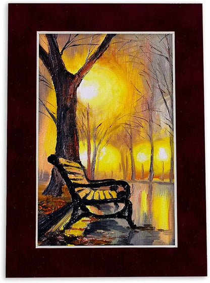 8.5x11 Mat Bevel Cut for 7x9 Photos - Acid Free Dark Red Suede Precut Matboard - For Pictures, Photos, Framing - 4-ply Thickness