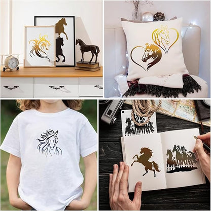 Small Stencils for Painting on Wood Reusable, 3 Inch Reusable Stencil for Craft Ornament Paint Template Stencils for Wall Card Rock Wood Signs Coasters Canvas Home Decor (Horse)