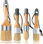 Chalk and Wax Paint Brush Furniture Set of 4, Small Round and Large Oval Brush with Natural Bristles, Perfect for Painting or Waxing Furniture, Ideal for Home Decor
