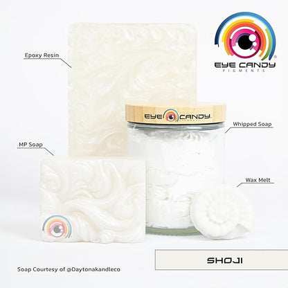 Eye Candy Pigments Premium White Mica Powder - Shoji (25gr) - for Epoxy, Resin, Soap, Paint, Woodworking, Acrylic Pouring, Bath Bombs, Fishing Lures - DIY Arts and Crafts Additive