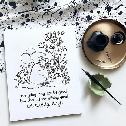 Cute Mouse Garden Planting Flowers Animal Clear Stamps for Scrapbooking DIY Crafting Paper Crafting Card Making Garden Friends Cut Dies Set Happy