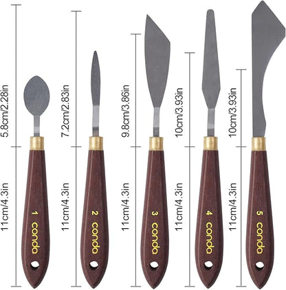 CONDA Palette Knife Painting Stainless Steel Spatula Palette Knife Oil Paint Metal Knives Wood Handle
