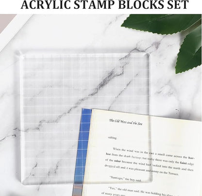 Large Acrylic Blocks for Stamping,5.9"×5.9" Transparent Acrylic Stamp Block,Clear Stamps for Card Making for DIY Crafts Scrapbooking Card Making Decorative Stamps