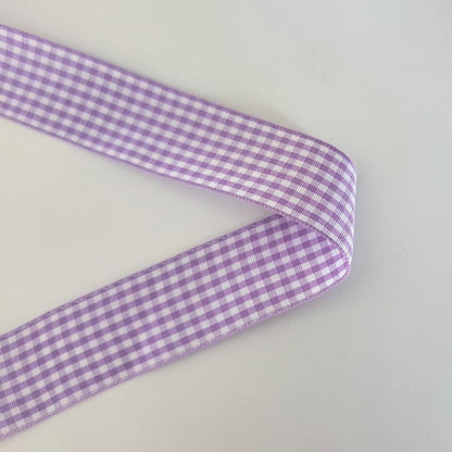 Purple and White Woven Edge Plaid Ribbon 100% Polyester Gingham Ribbon 25 Yards Each Roll (1",Purple)