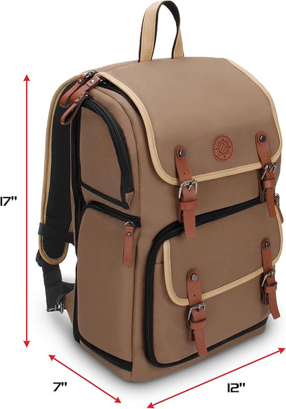 ENHANCE Designer Edition TCG Backpack - MTG Deck Bag Card Binder Space, TCG Deck Box Storage, MTG Playmat Holder - Card Storage Compatible with Magic the Gathering, Pokemon, Lorcana (Canvas Tan)