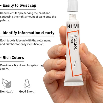 HIMI Gouache Paint Tube Set -24 Colors 12ml, with Rich Pigments, Gouache paint Non-Toxic, suitable for Beginners, Artists, and Hobby Painters. Beautiful Gifts for Art Supplies Painting（24 colors）