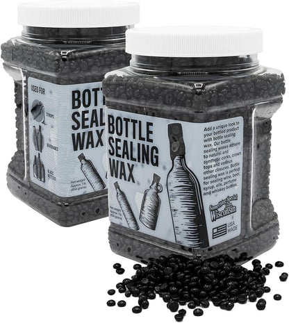 Blended Waxes, Inc. Bottle Sealing Wax Beads, Premium Pastille Wax Seal Beads For Wine, Beer, and Liquor Bottle Closure, Seals Between 25-30 Bottles, 1 lb, Gloss Black