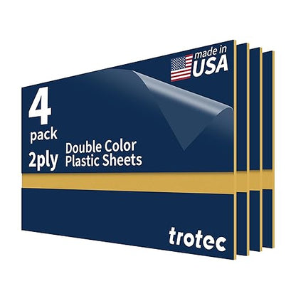Trotec TroLase | 12"x24"x1/16", 4 Pcs | Navy Blue/Gold | 2 Ply | Modified Acrylic | Laser Engraving Double Color Plastic Sheet | Engraving Blanks for Laser, Saw, Guillotine | Made in USA