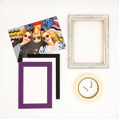 5x7 Mat for 8.5x11 Frame - Precut Mat Board Acid-Free Show Kit with Backing Board, and Clear Bags Dark Purple 5x7 Photo Matte Made to Fit a 8.5x11 Picture Frame Matboard for Framing, Pack of 100 Mats