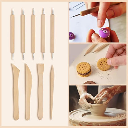36PCS Clay Sculpting Tools Kit, Clay Pottery Carving Tool Kit with Wooden & Stainless Steel Clay Tools, Professional Clay Sculpting Tools for Adults, Sculpting Tools for Air Dry Clay, Polymer