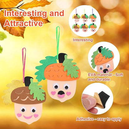 Fennoral 12 Pack Fall Crafts for Kids Make You Hazelnut Foam Stickers DIY Autumn Art and Craft for Boys Girls Party Supply Art Activities Birthday Gifts Fall Thanksgiving Decoration