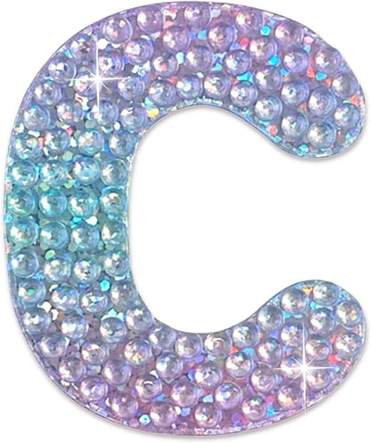 StickerBeans® Rhinestone Alphabet Letter Sticker C - Unique Sparkly Design 2” x 2” Cut-to-Shape Adhesive - Personalization, Collecting, Gifting, Scrapbooking, Decorating Laptops, Phone Cases, All Ages