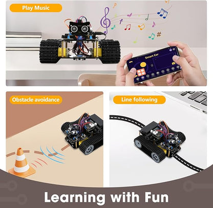 Robotics Kit for Kids Ages 8–12, Smart Robot Tank Car Compatible with Arduino & Scratch, STEM Toys for Boys Ages 8–12, App & Remote Control, Birthday Gift for Boys, Girls and Adults