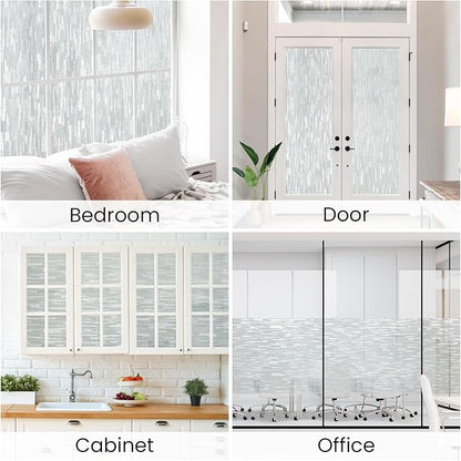 Haton Window Privacy Film, Frosted Glass Static Cling Sun Heat Blocking Window Clings, Frosting Opaque Coverings Stickers Tint for Home Office Door, Non Adhesive, White 29.5" x 78.7"